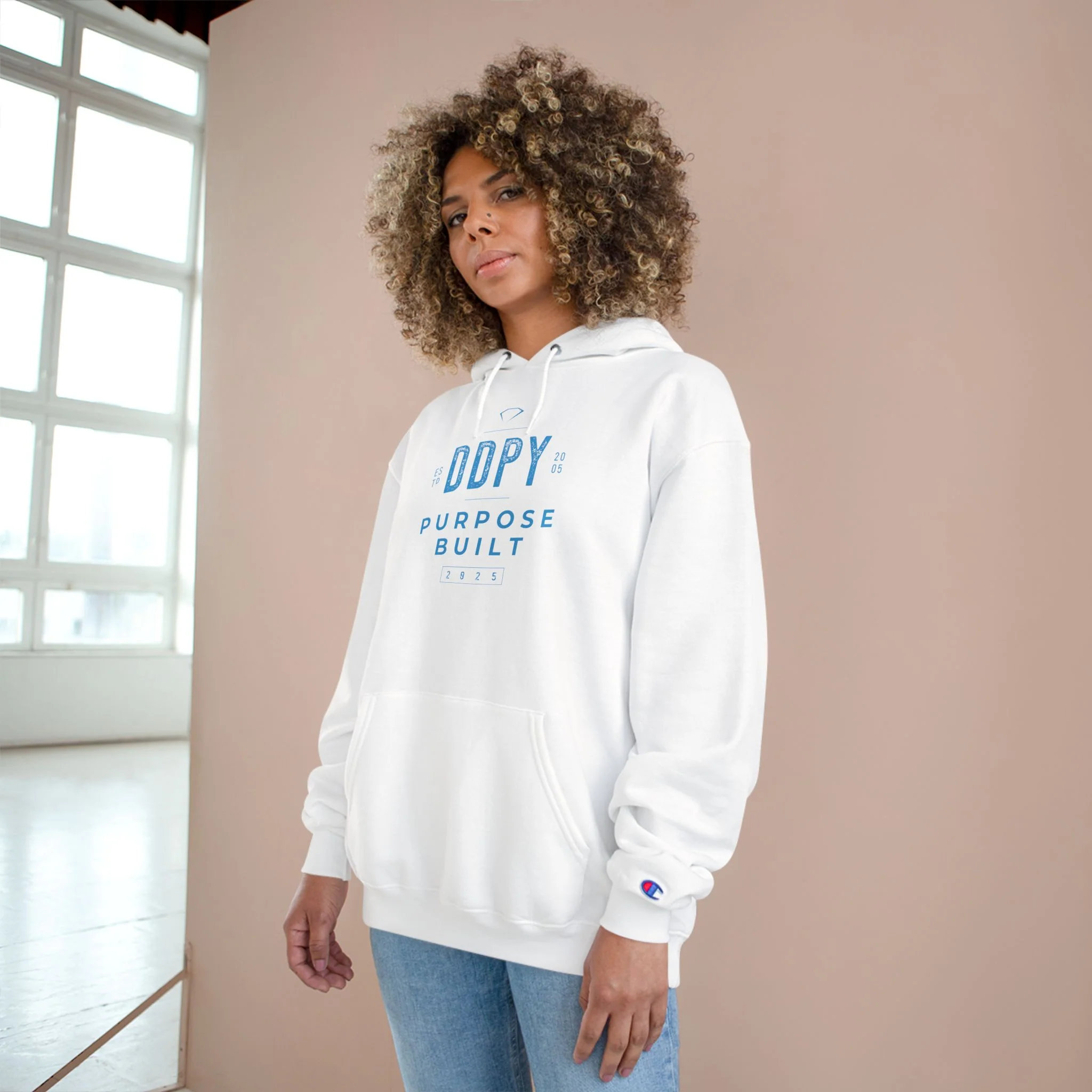 “DDPY Purpose Built” Champion Hoodie (on demand printing) - Image 6