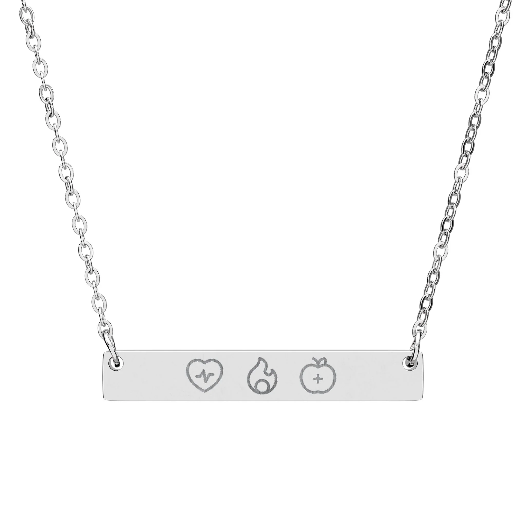 Fitness, Mindset, Nutrition Horizontal Bar Necklace (on demand printing)