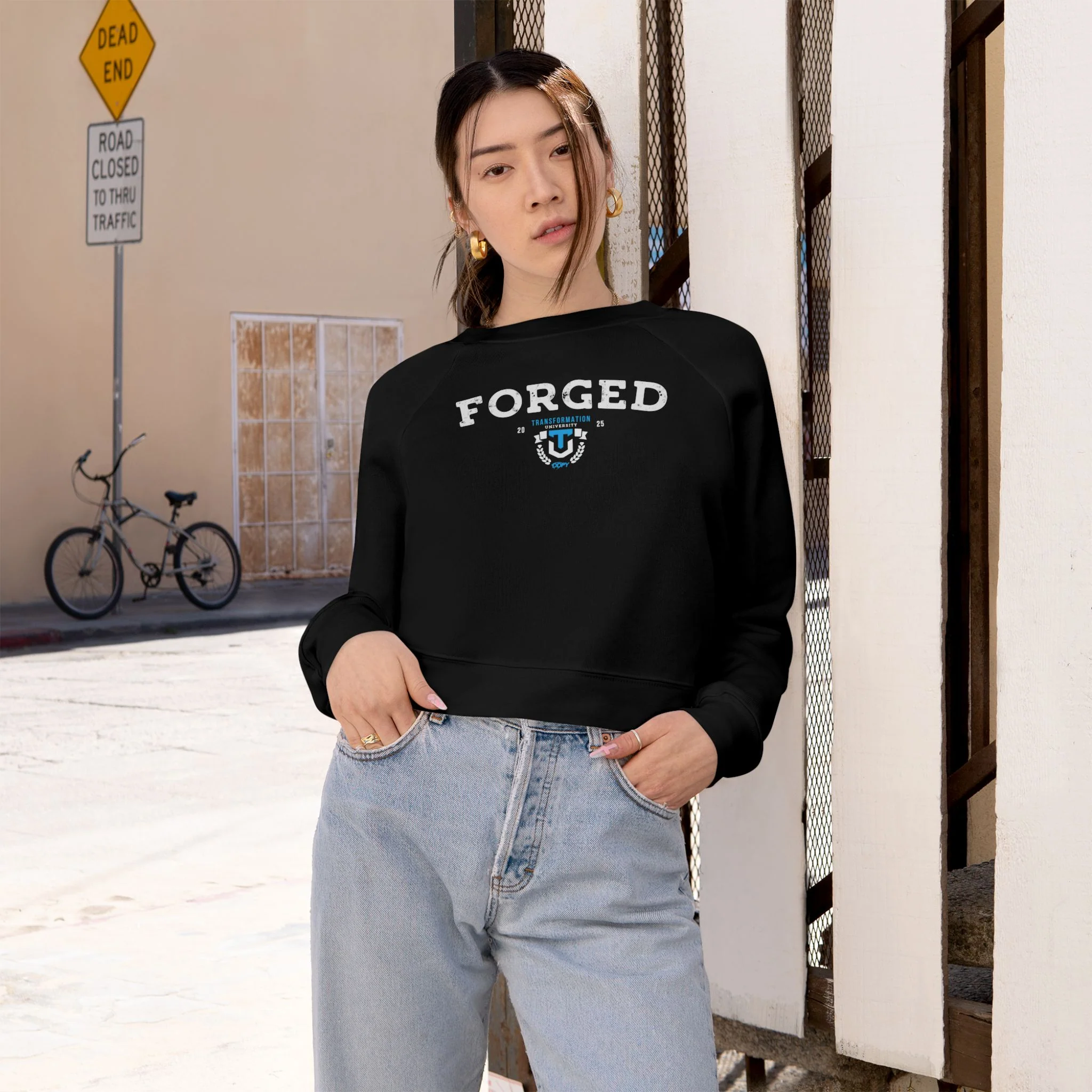 Forged Cropped Pullover (on demand printing) - Image 4