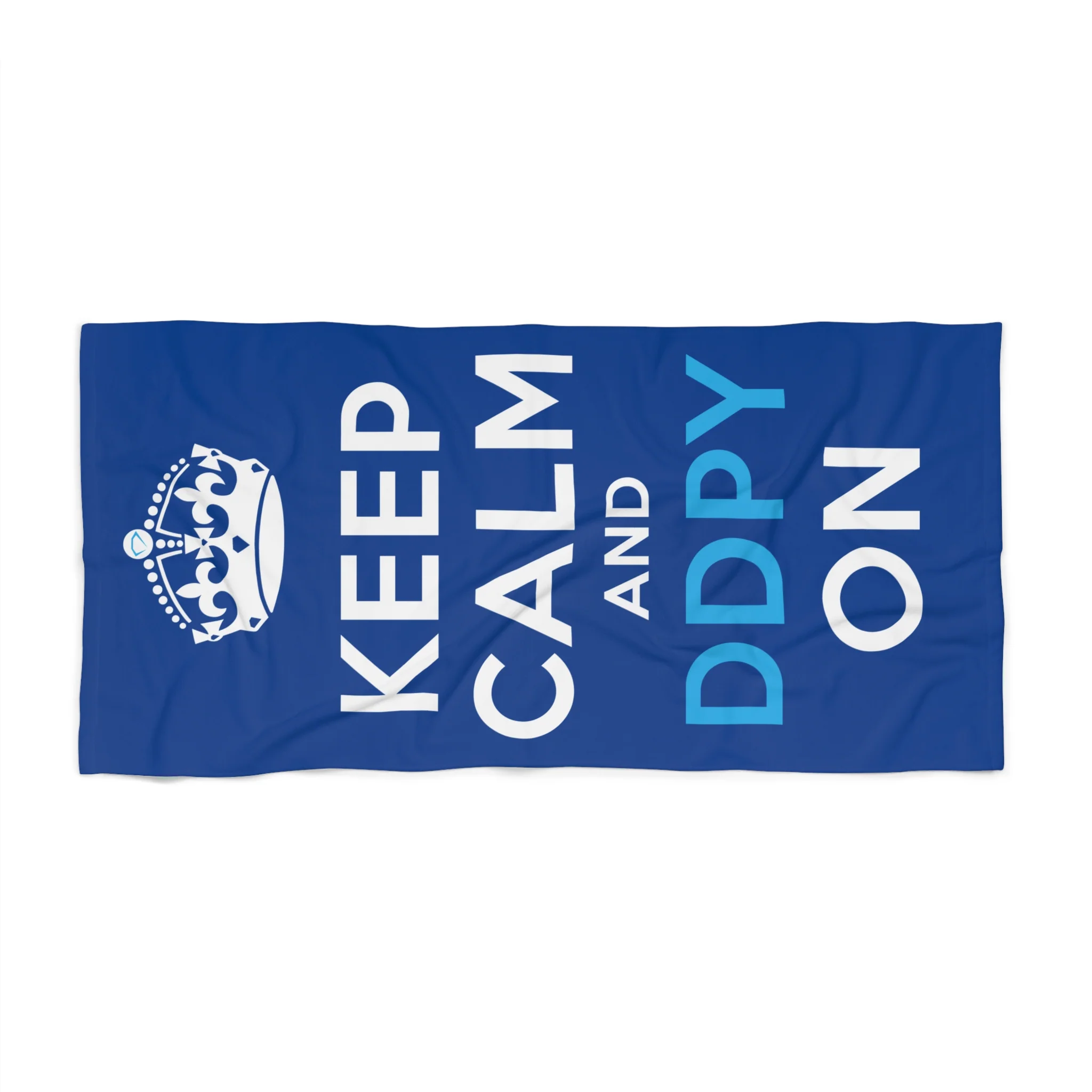 "Keep Calm and DDPY On" Beach Towel (on demand printing)